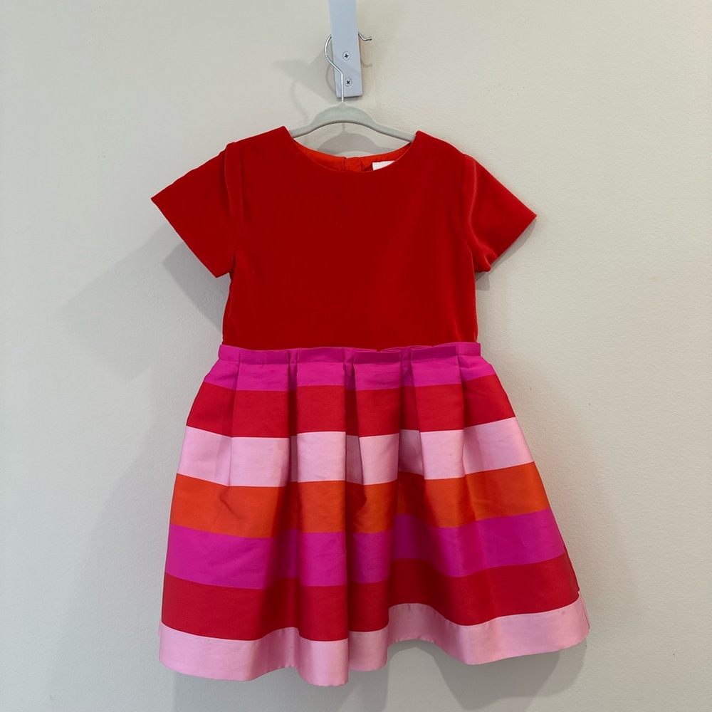 Jacadi Red and Pink Velvet Kids Holiday Dress size 5